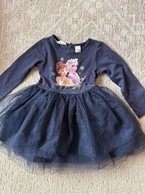 H&M Navy Blue Frozen Elsa & Anna Tulle Dress 2T
